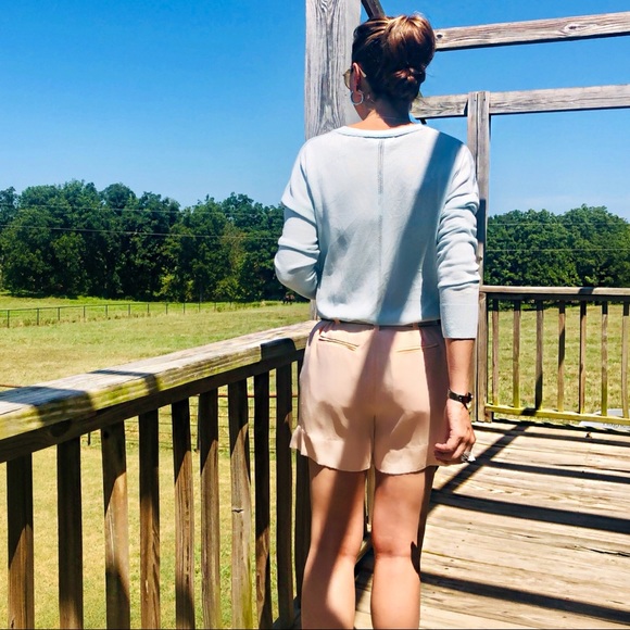 Silk Pale Blush Pink Editor Shorts - Picture 6 of 8